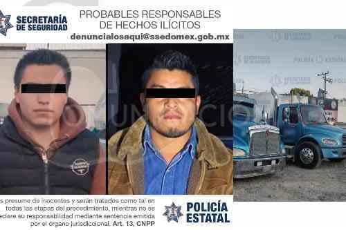 Luego de una corretiza, dos presuntos "huachicoleros" de gas L.P fueron detenidos en Atlacomulco